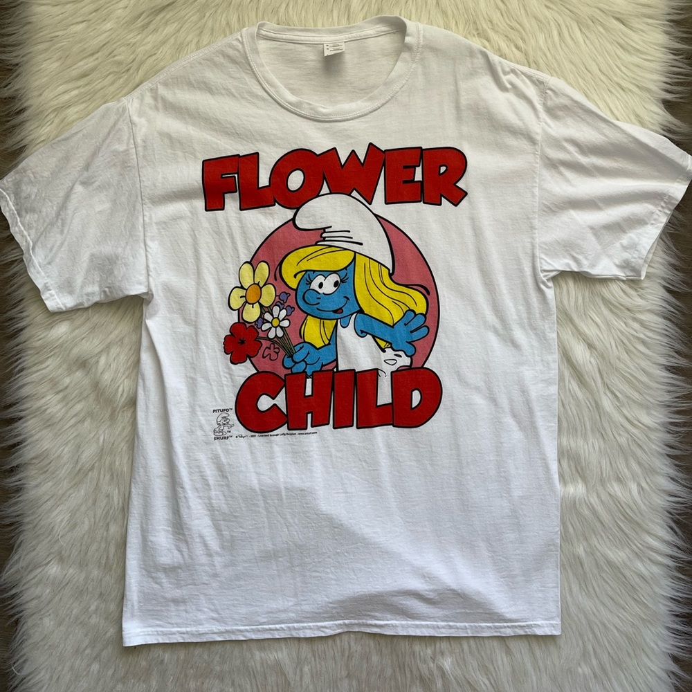Womens Smurfette Flower Child Smurfs Shirt